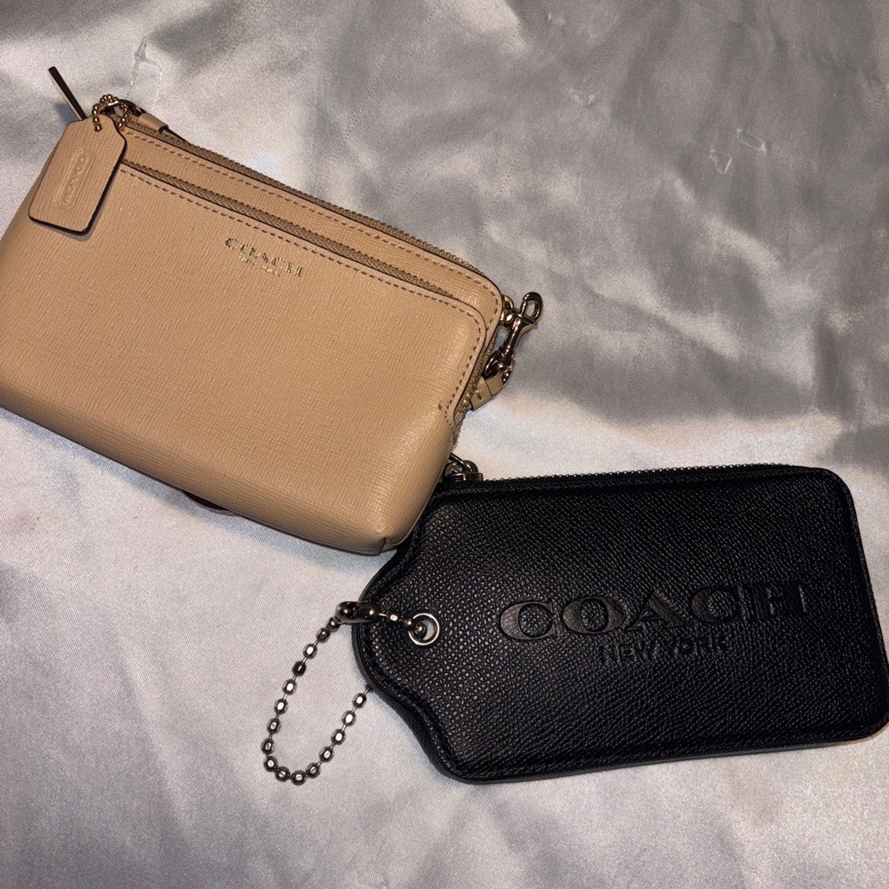 Coach Beige and Black Clutch Set